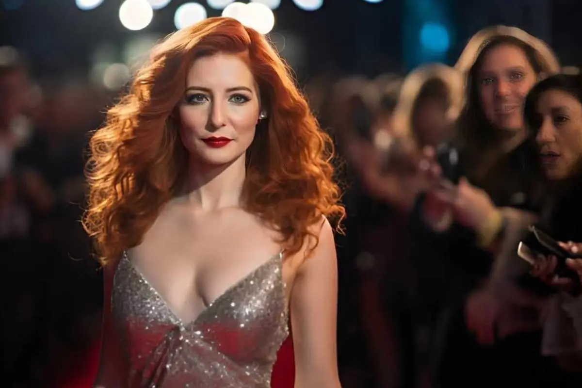 Woman in silver glitter dress